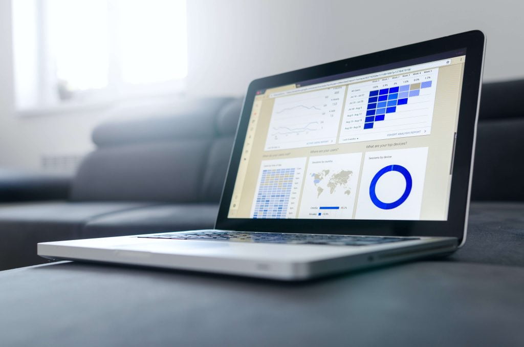 Macbook image with screen filled with google ads content