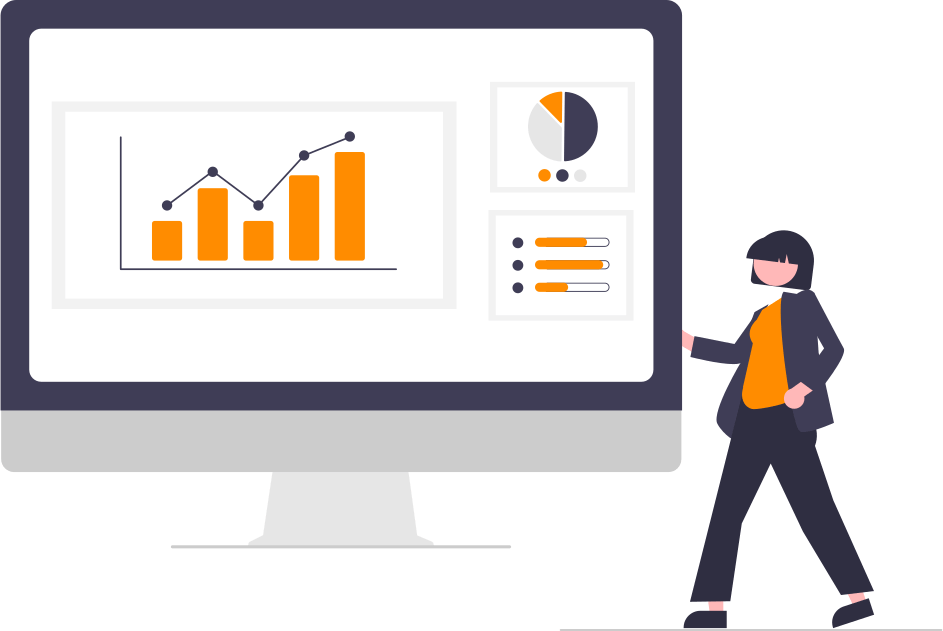 pc with marketing graphs